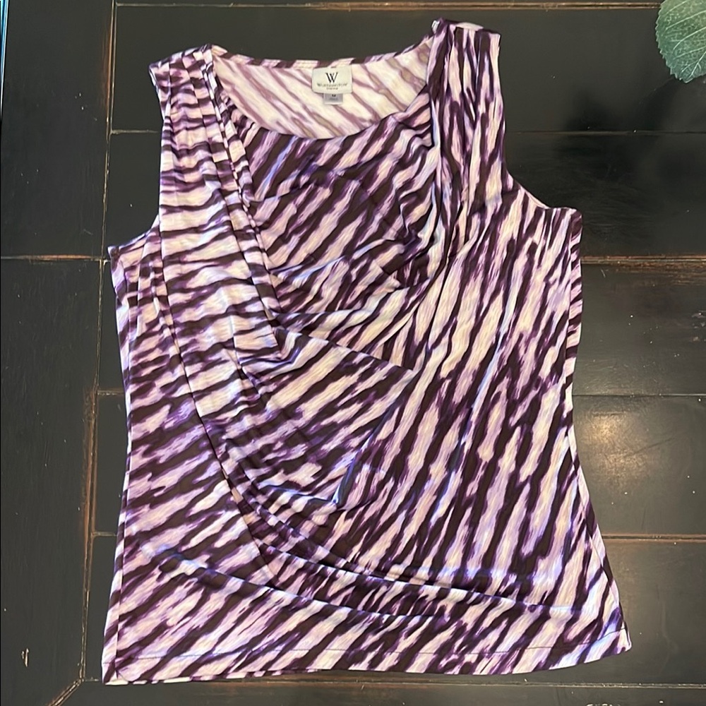 Worthington Purple Ruched Sleeveless Tank Top